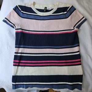 H&M Colorblock Striped Ribbed Crop Top Large